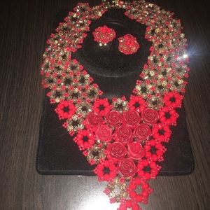 African jewelry set necklace, bracelet, earrings